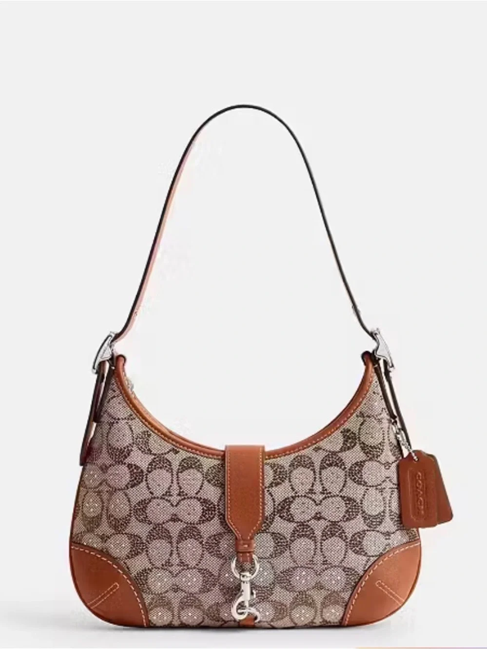Coach Hamptons Hobo Bag In Crystal Signature Jacquard